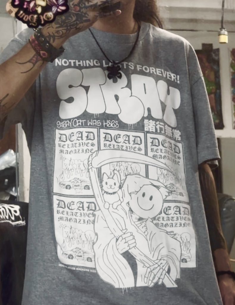 Neko/Stray Cat x Dead Relatives Tee - GREY